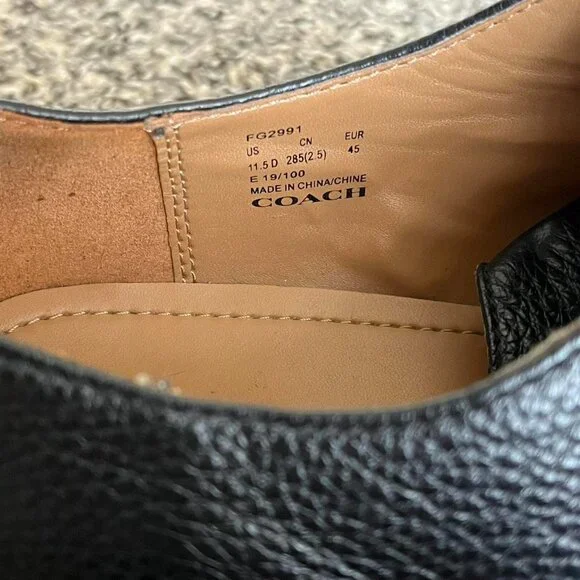 Coach Black Leather Oxford Dress Shoes Mens 11.5 Business Casual Preppy Formal - Picture 5 of 7